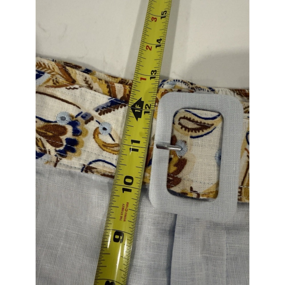 JOIE 100% Linen Size Medium Floral Dress Shorts Light Blue Matching Belt NWT - Picture 7 of 12